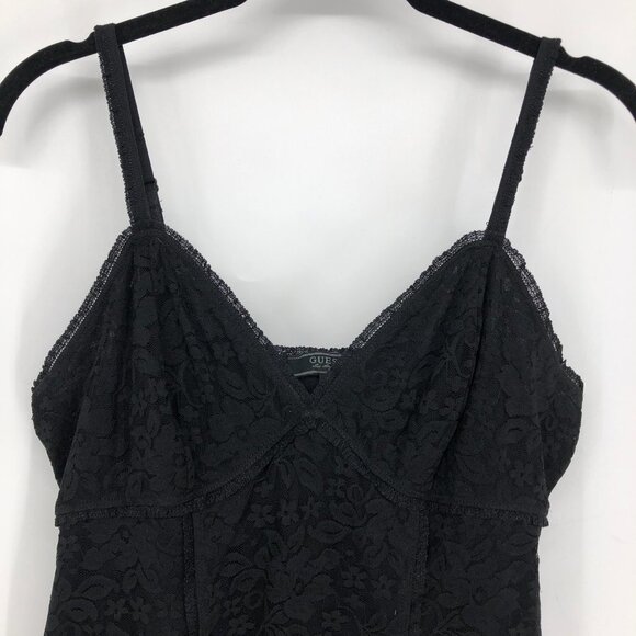 Guess Black Floral Lace camisole V Neck Spaghetti  Strap M - Picture 4 of 15